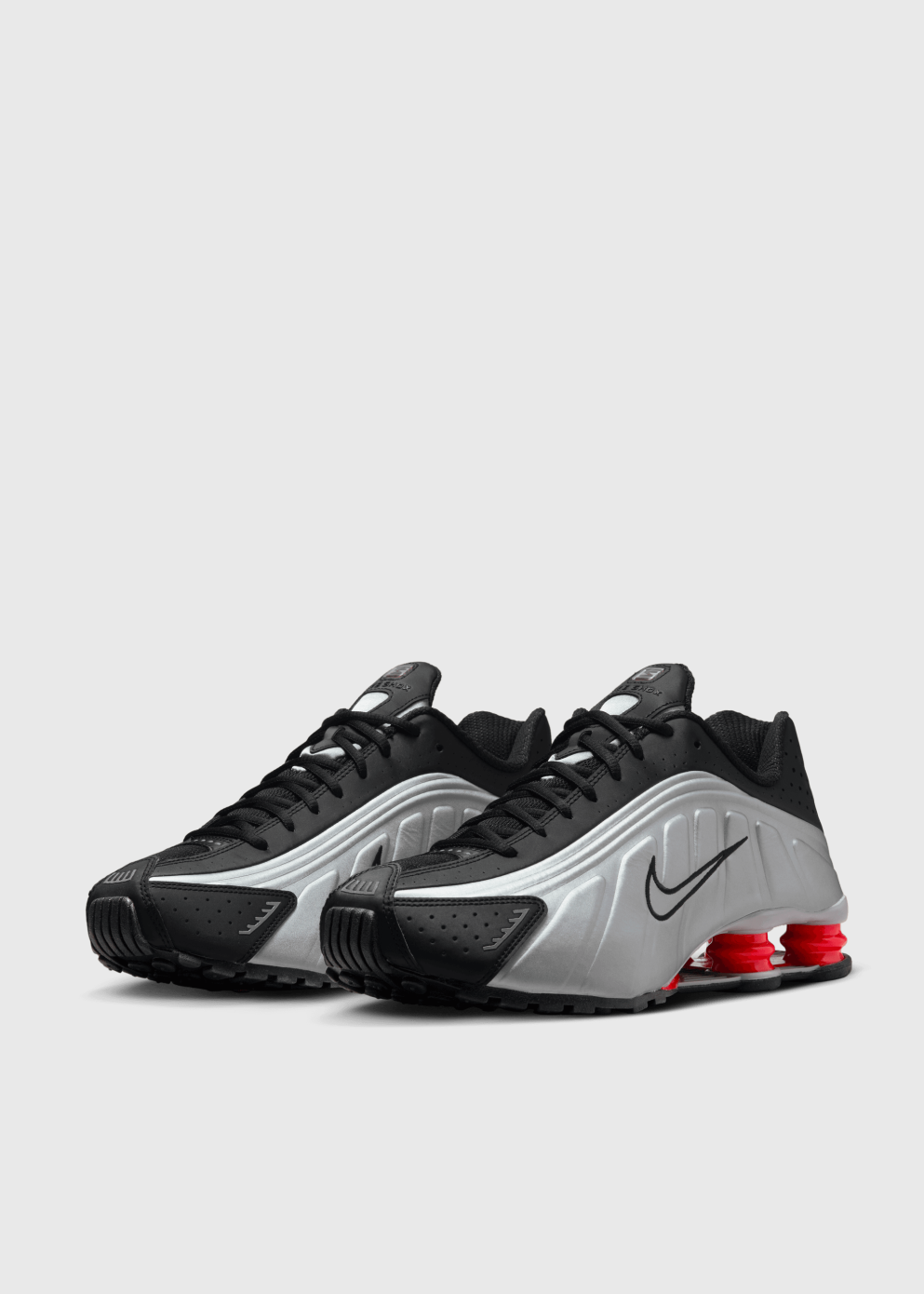 Shox R4 Black Metallic Silver Sneakers