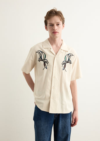 Stucco Short Sleeve Camp Collar Embroidered Shirt