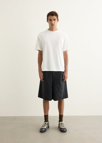 Dragline Pleated Denim Shorts