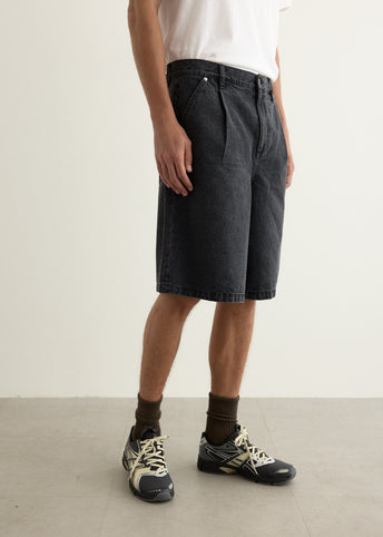 Dragline Pleated Denim Shorts