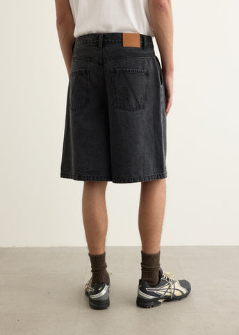 Dragline Pleated Denim Shorts