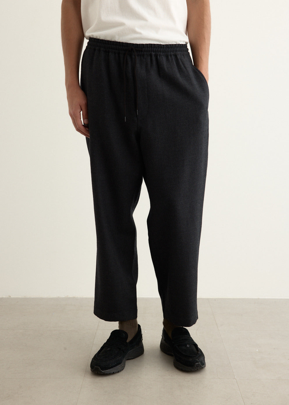 Wool Houndstooth Elastic Pants