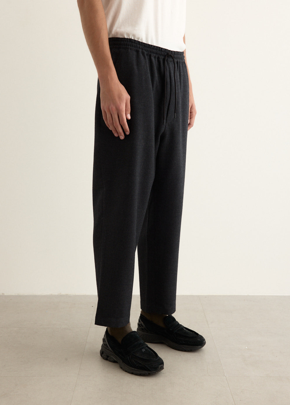 Wool Houndstooth Elastic Pants