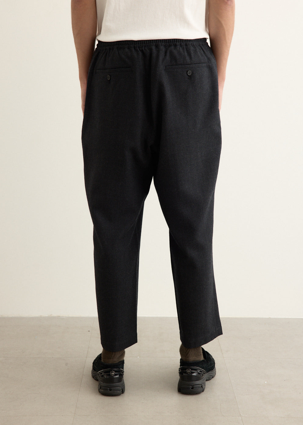 Wool Houndstooth Elastic Pants