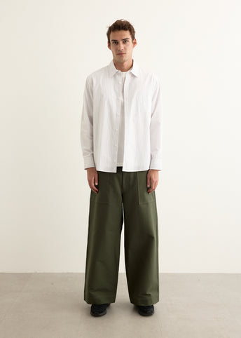 Cotton Double Weave Wide Pants