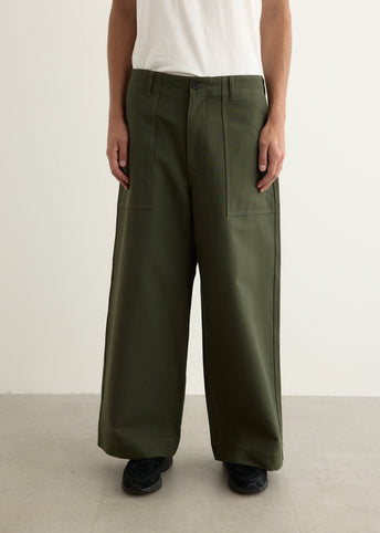 Cotton Double Weave Wide Pants