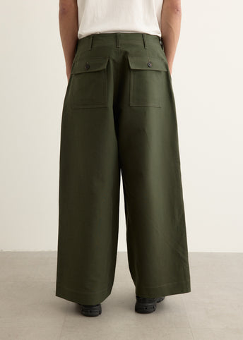 Cotton Double Weave Wide Pants