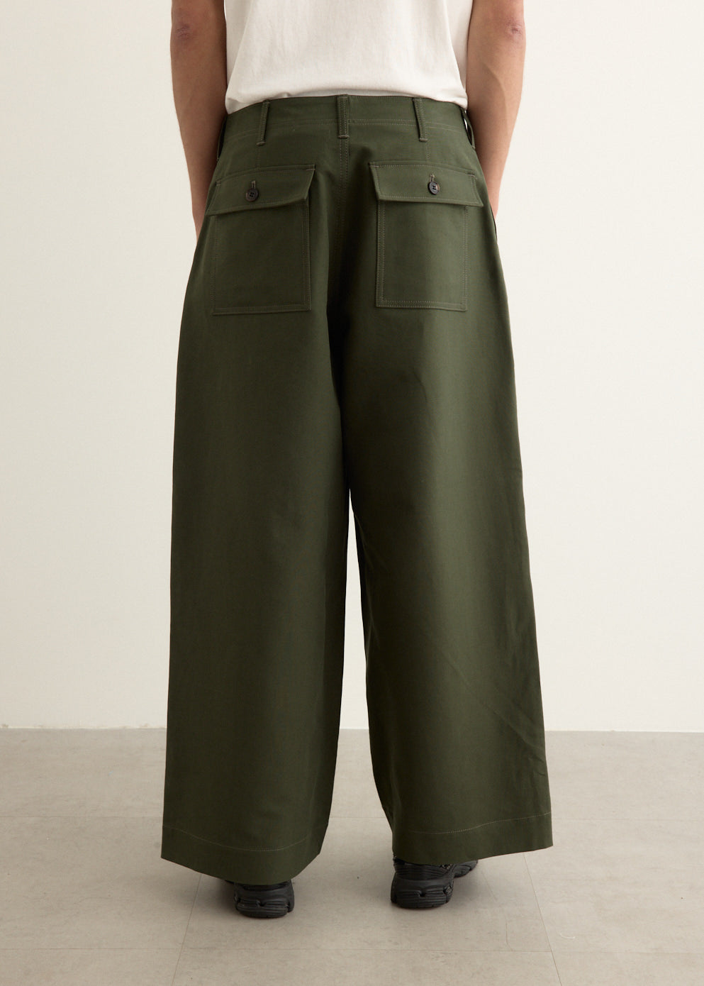 Cotton Double Weave Wide Pants