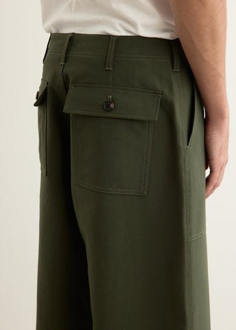 Cotton Double Weave Wide Pants