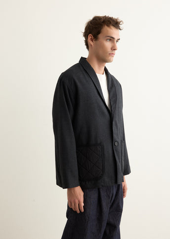 Wool Houndstooth Patch Pocket Jacket