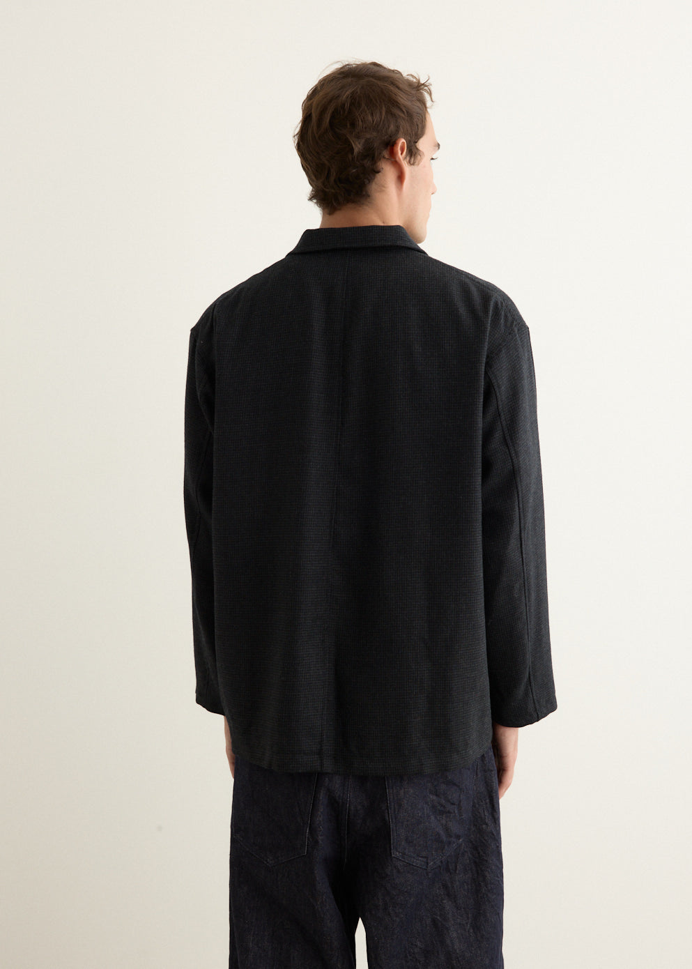 Wool Houndstooth Patch Pocket Jacket