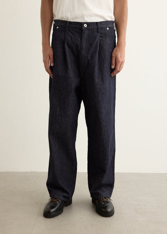 Pleated Cotton Denim Pant