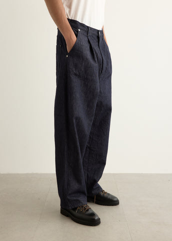 Pleated Cotton Denim Pant