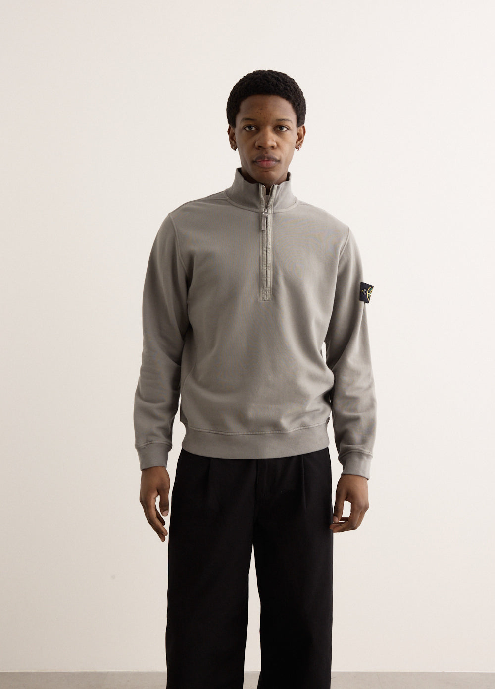 Regular Fit Organic Cotton Badge Half Zip Sweatshirt