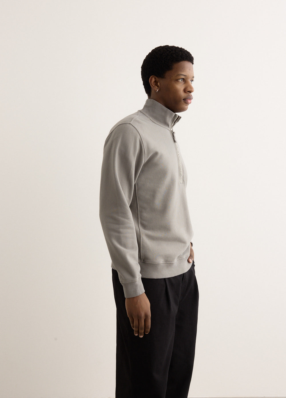 Regular Fit Organic Cotton Badge Half Zip Sweatshirt