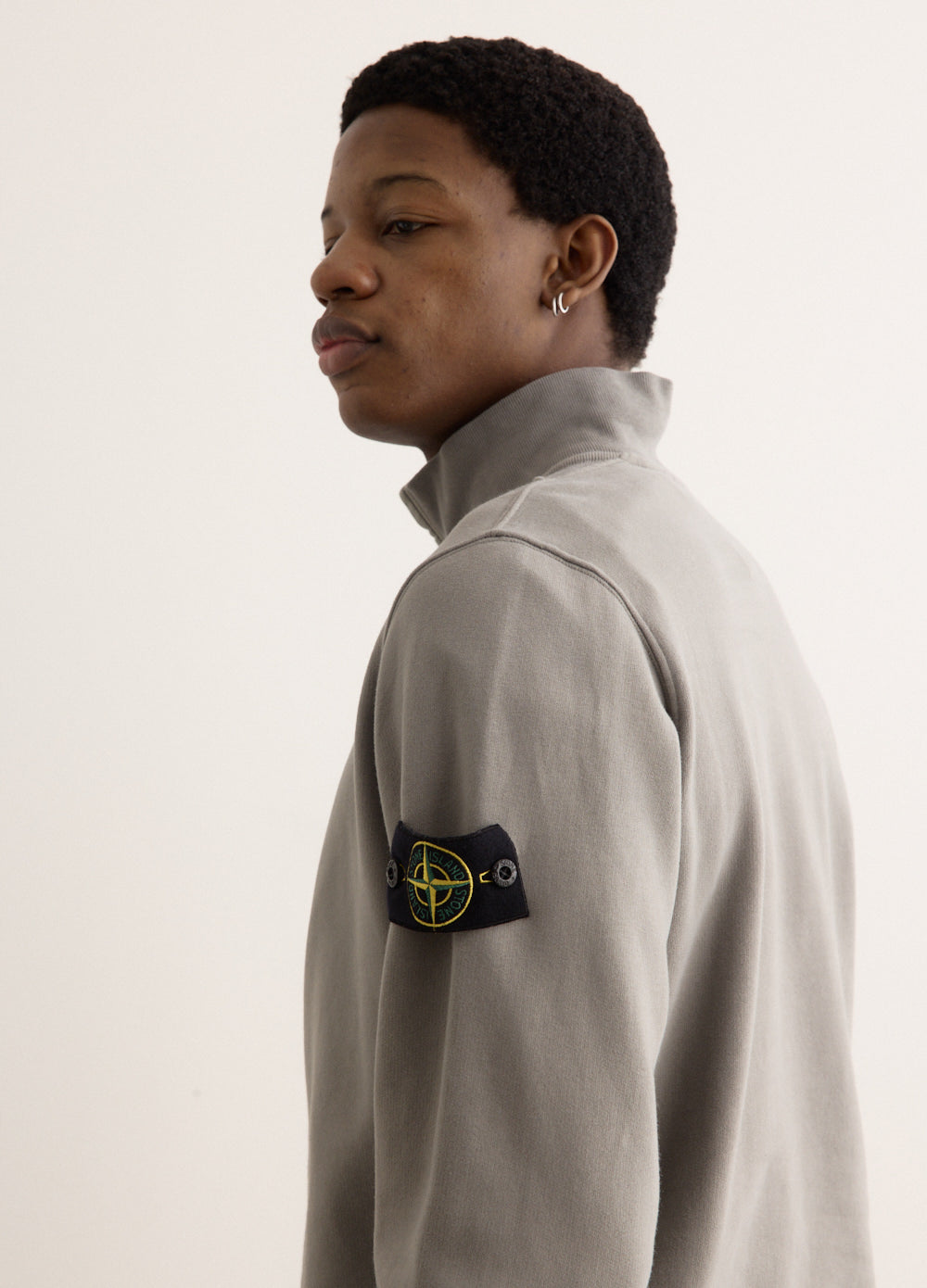 Regular Fit Organic Cotton Badge Half Zip Sweatshirt