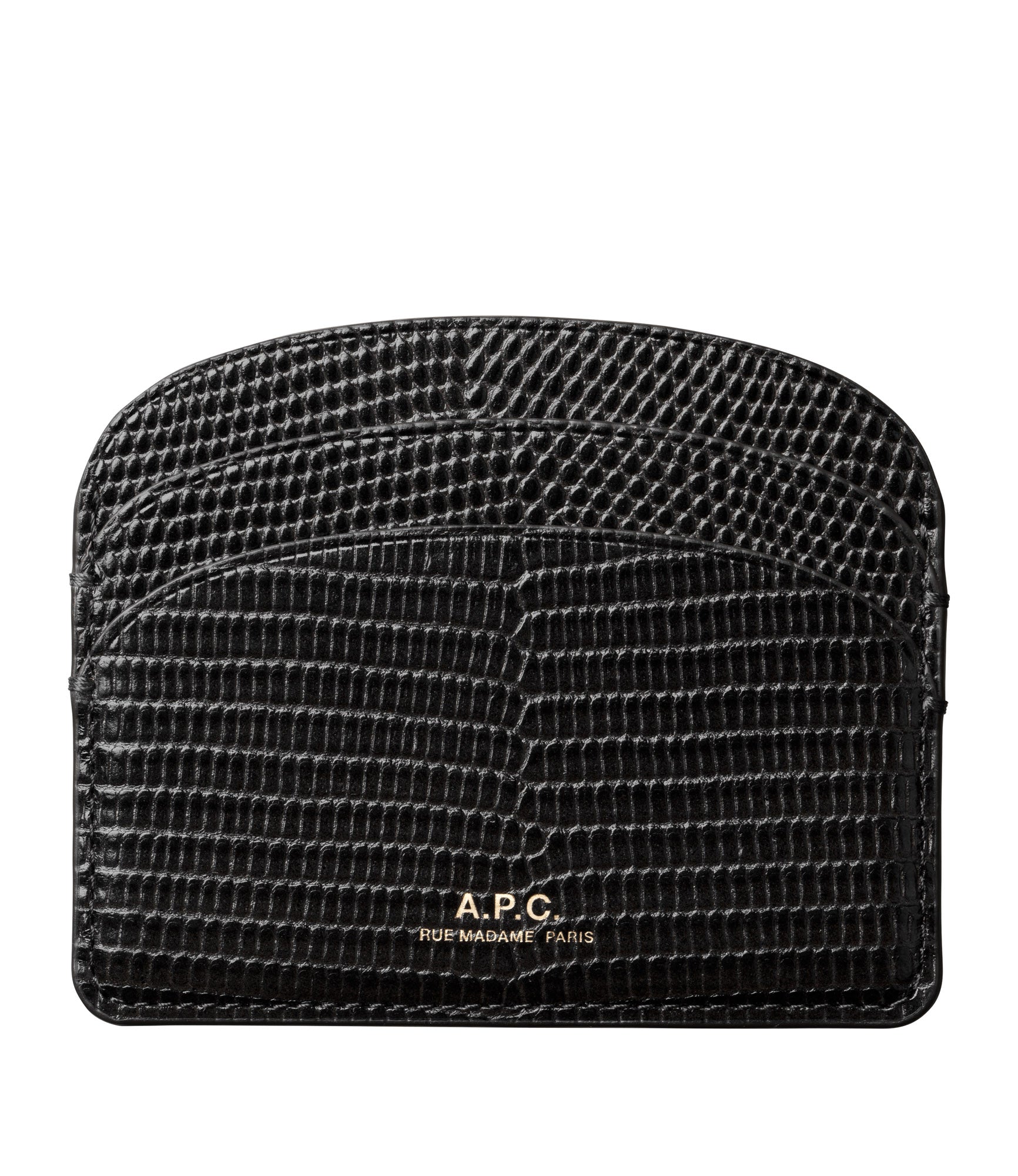 ★A.P.C.★ Demilun Card Holder Black PXAWVF63270LZZ Demi-lune cardholder - Smooth leather - A.P.C. Ready-to-wear