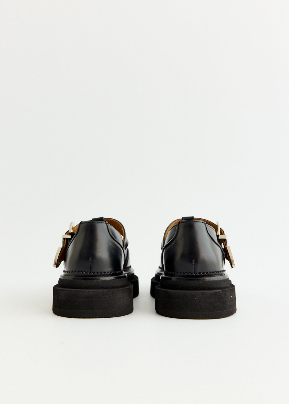 Hard Leather Platform Strap Shoes