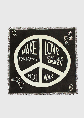 Giant Peace Rayon Fringed Square Scarf