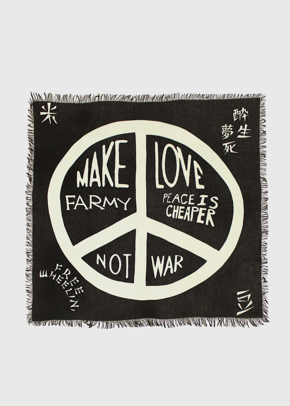 Giant Peace Rayon Fringed Square Scarf