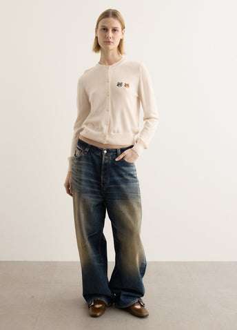 Double Bold Fox Head Patch Regular Cardigan