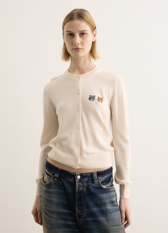 Double Bold Fox Head Patch Regular Cardigan