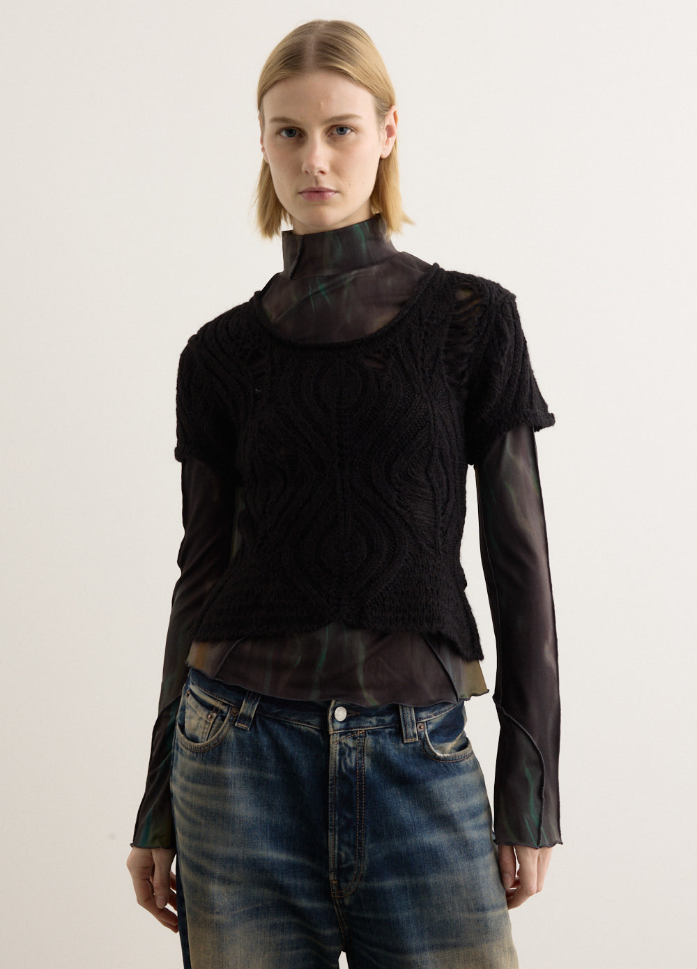 Cap Sleeve Sweater Layered Top