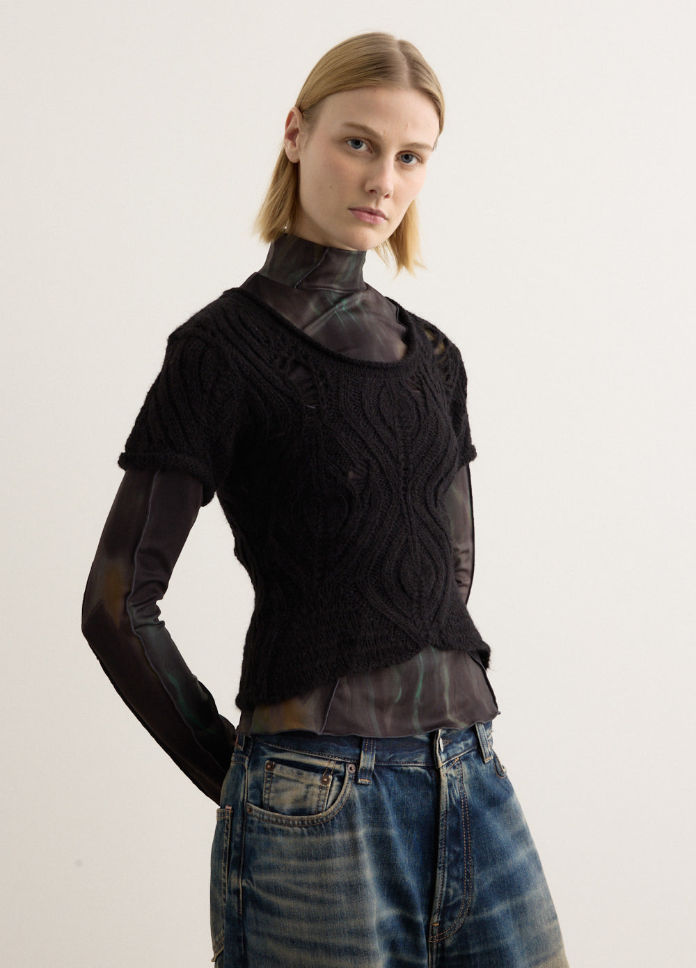 Cap Sleeve Sweater Layered Top