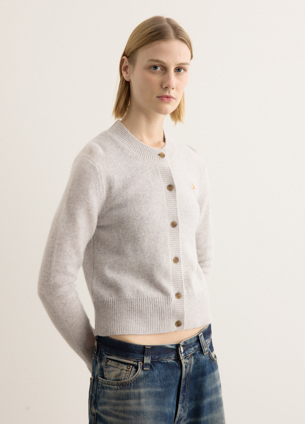 Baby Fox Patch Fitted Cardigan