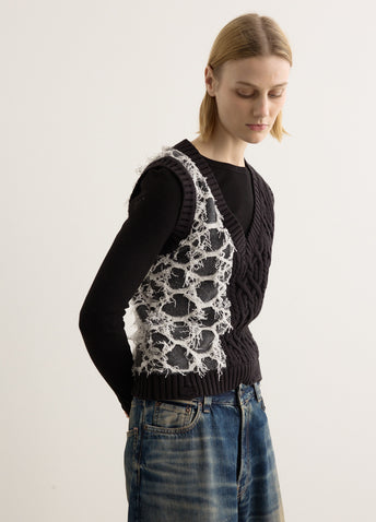 Boucle Cable Patchwork Knit Vest