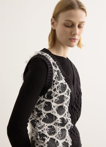 Boucle Cable Patchwork Knit Vest