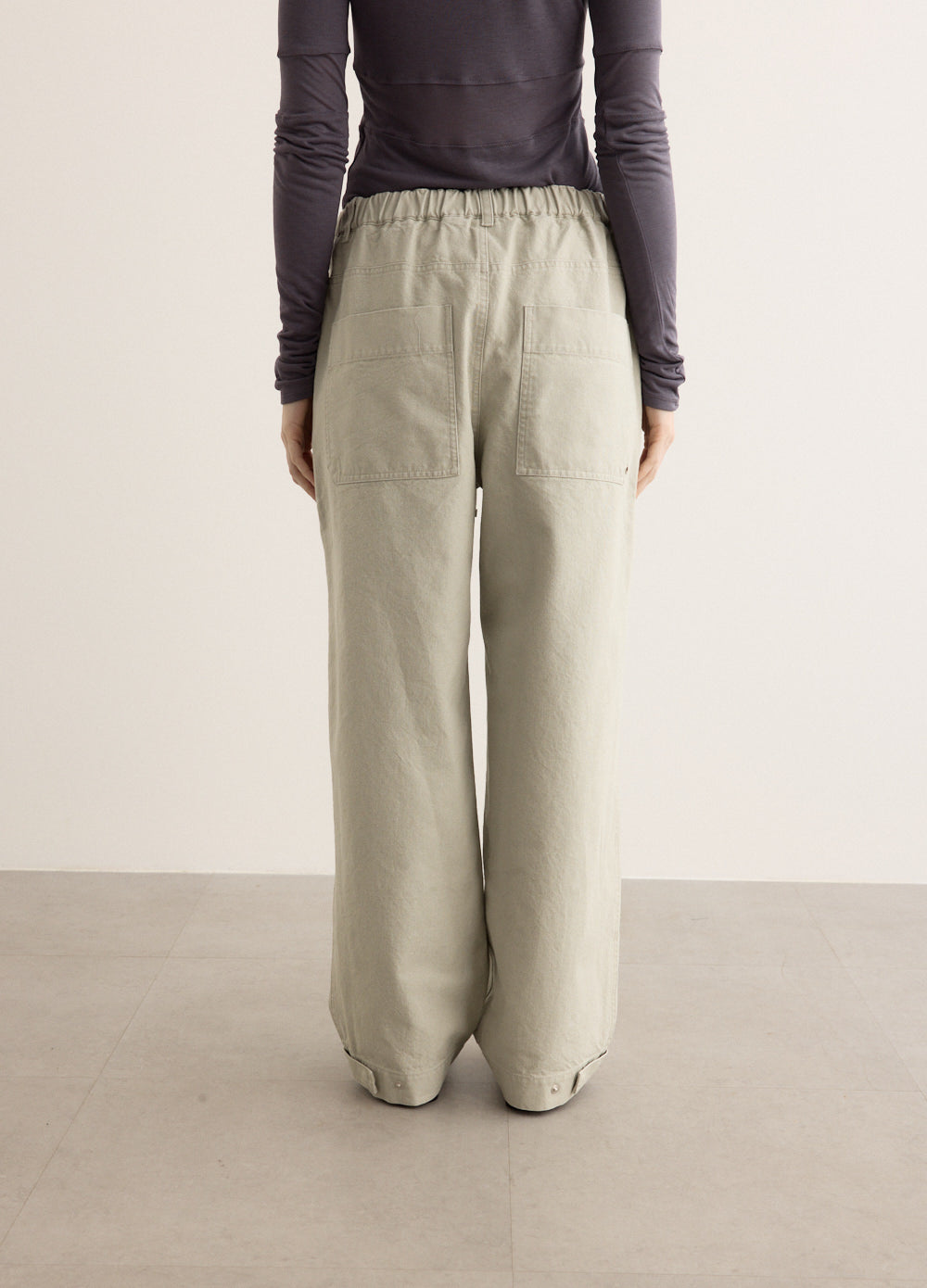 Washed Cotton Wide Pants
