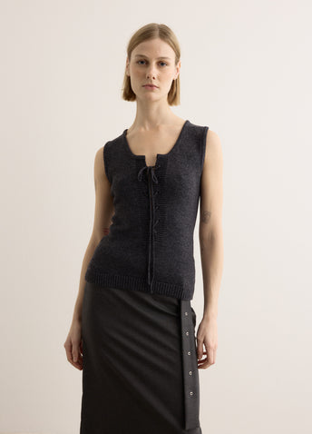 Lace Up Knitted Vest