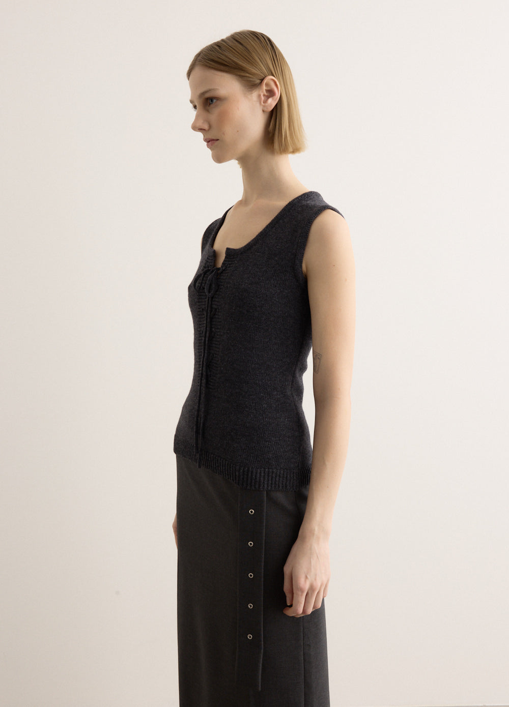 Lace Up Knitted Vest