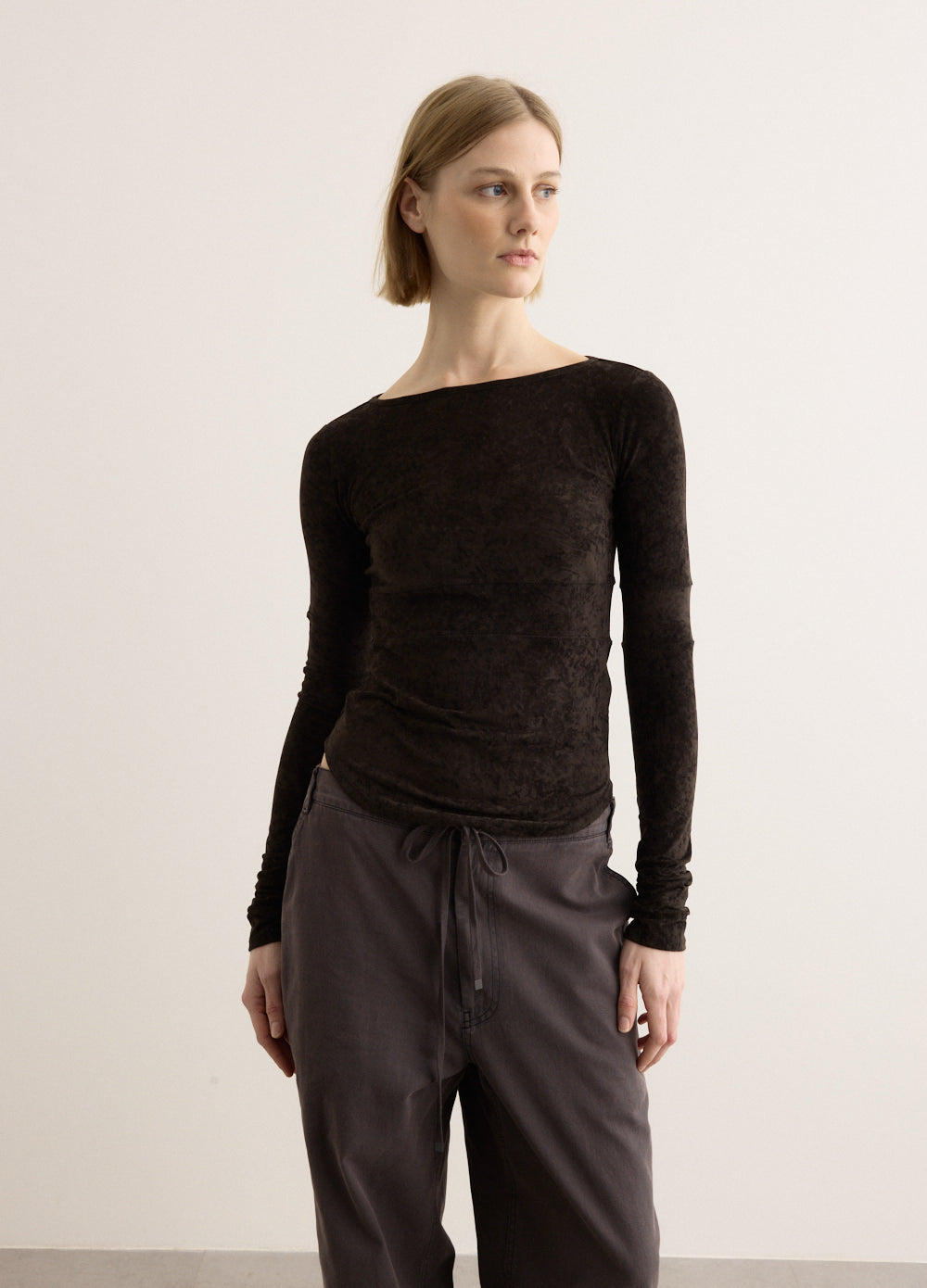 Velvet Corset Point Sleeve Top