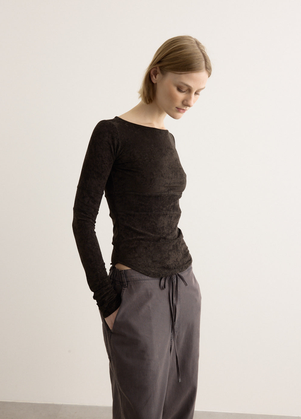 Velvet Corset Point Sleeve Top