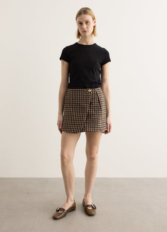 Check Wool Mix Skirt