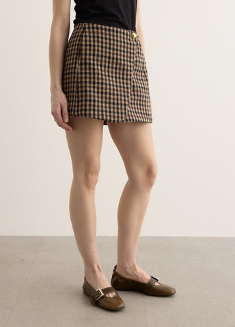 Check Wool Mix Skirt