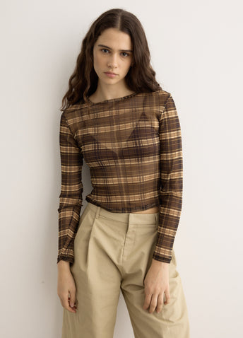 Silk Mesh Long Sleeve Top