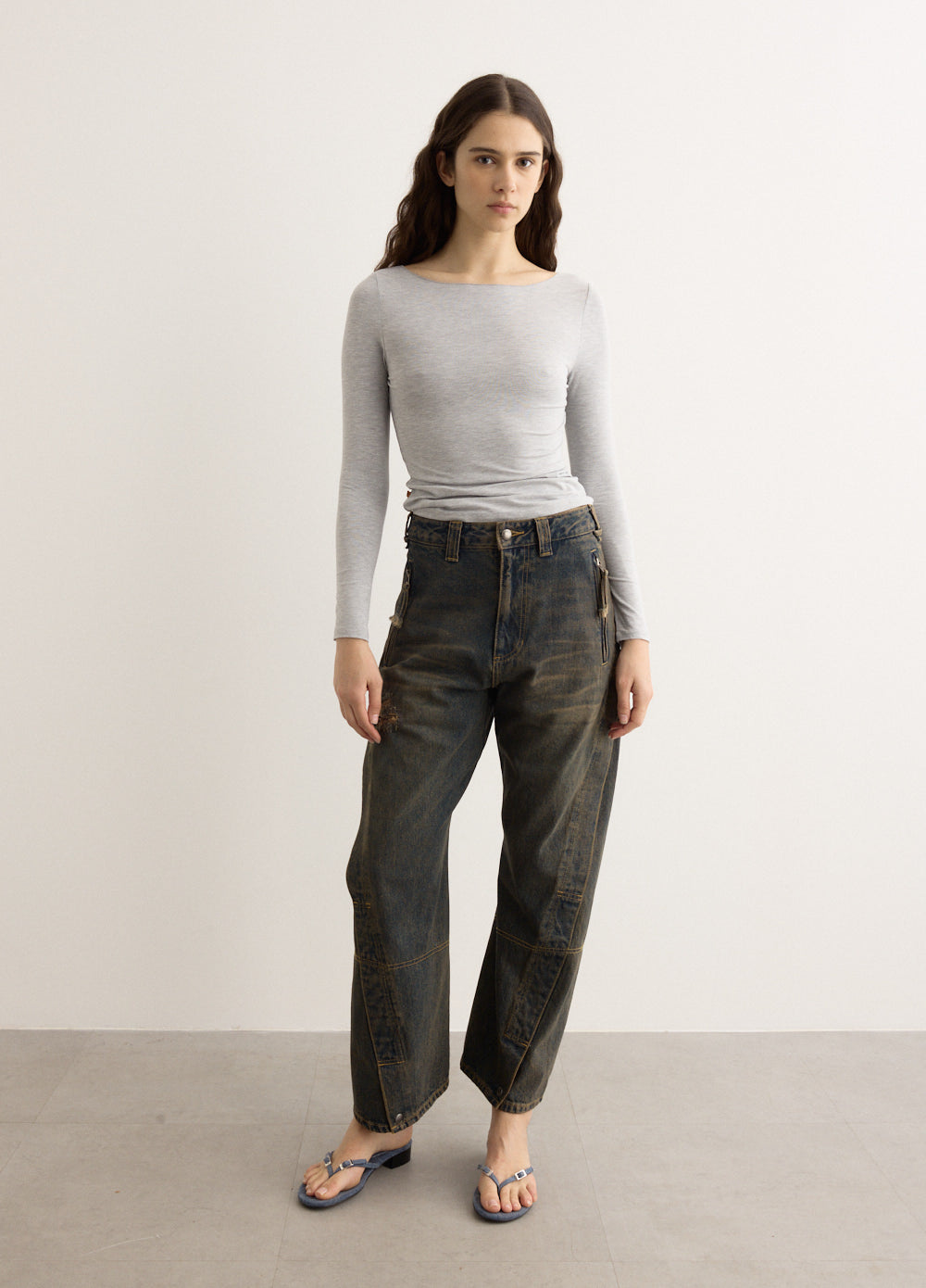Unisex Twisted Zipper Pocket Jeans