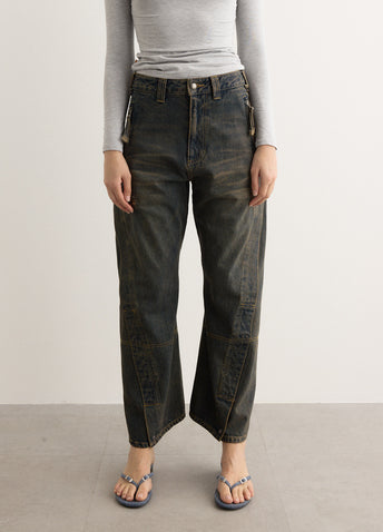 Unisex Twisted Zipper Pocket Jeans