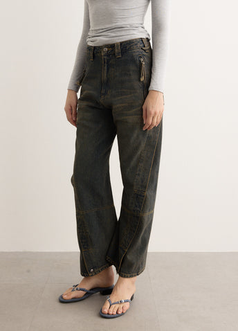 Unisex Twisted Zipper Pocket Jeans