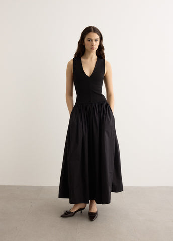V Knit Cotton Dress