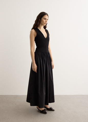 V Knit Cotton Dress