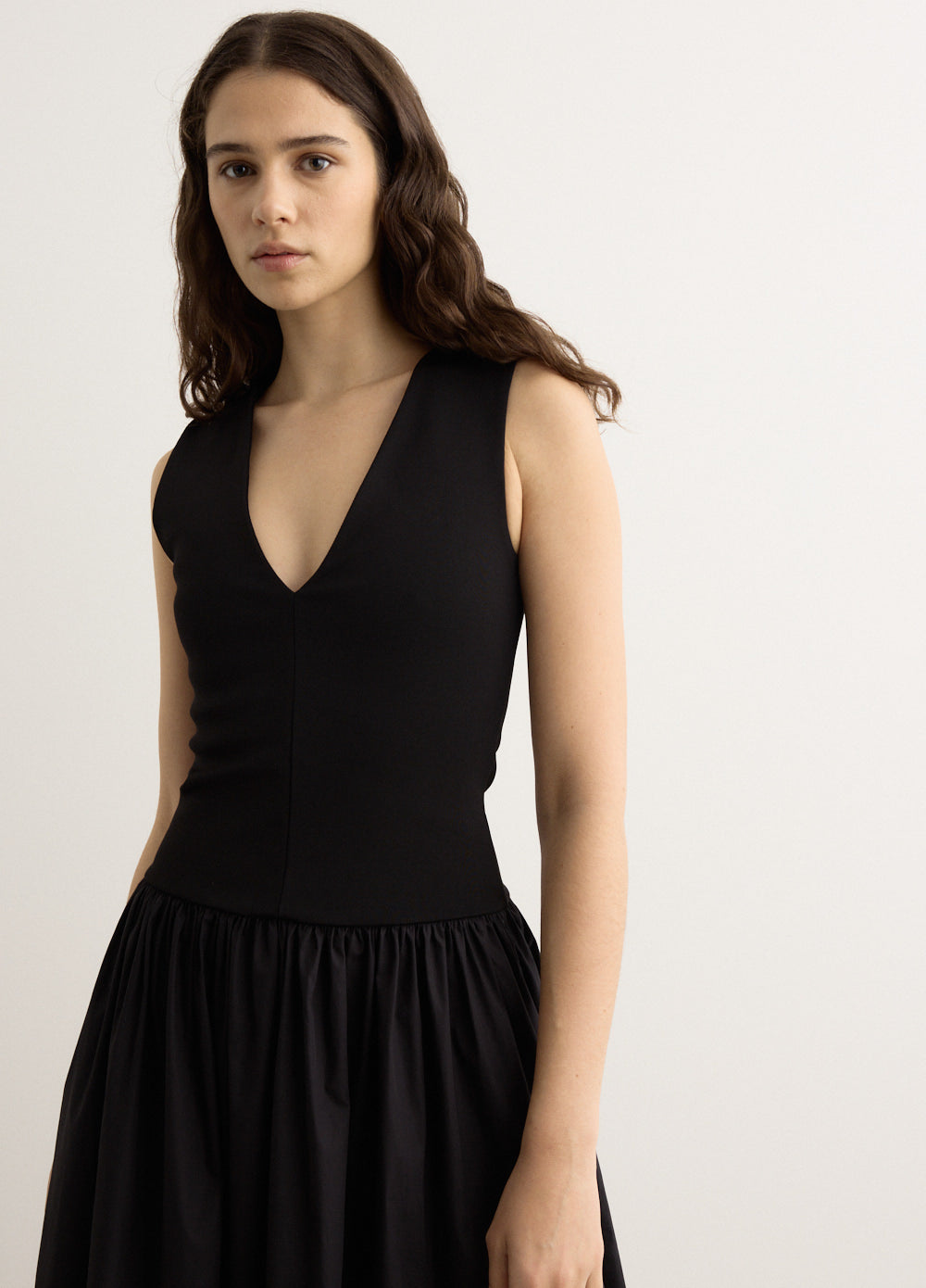 V Knit Cotton Dress