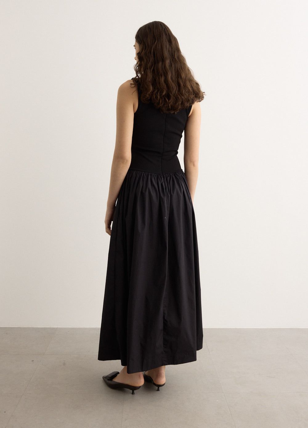 V Knit Cotton Dress