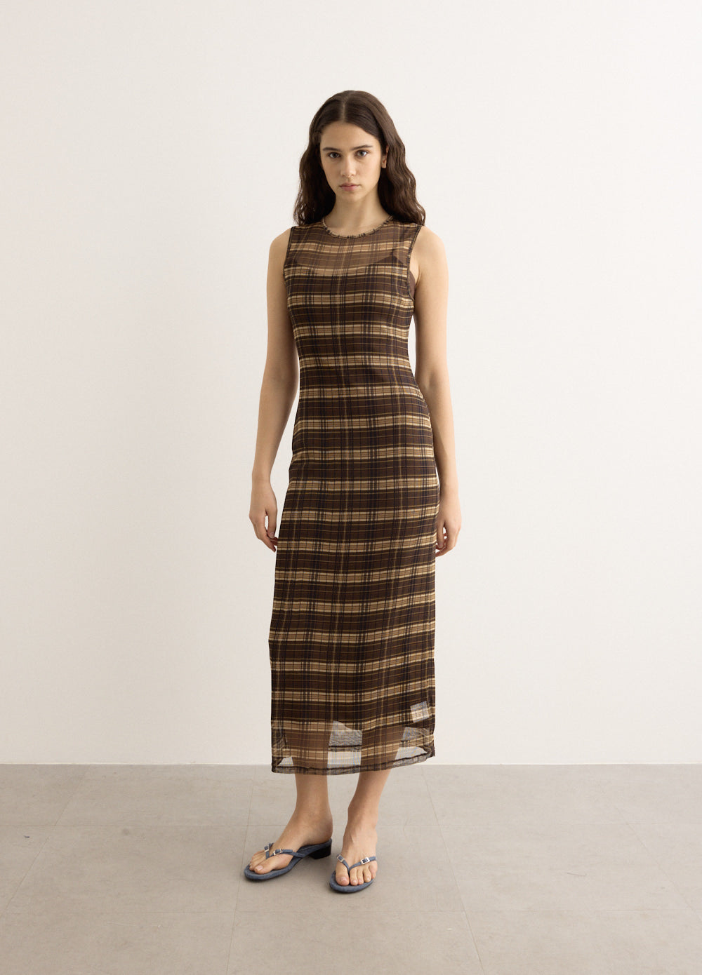 Silk Mesh Maxi Dress