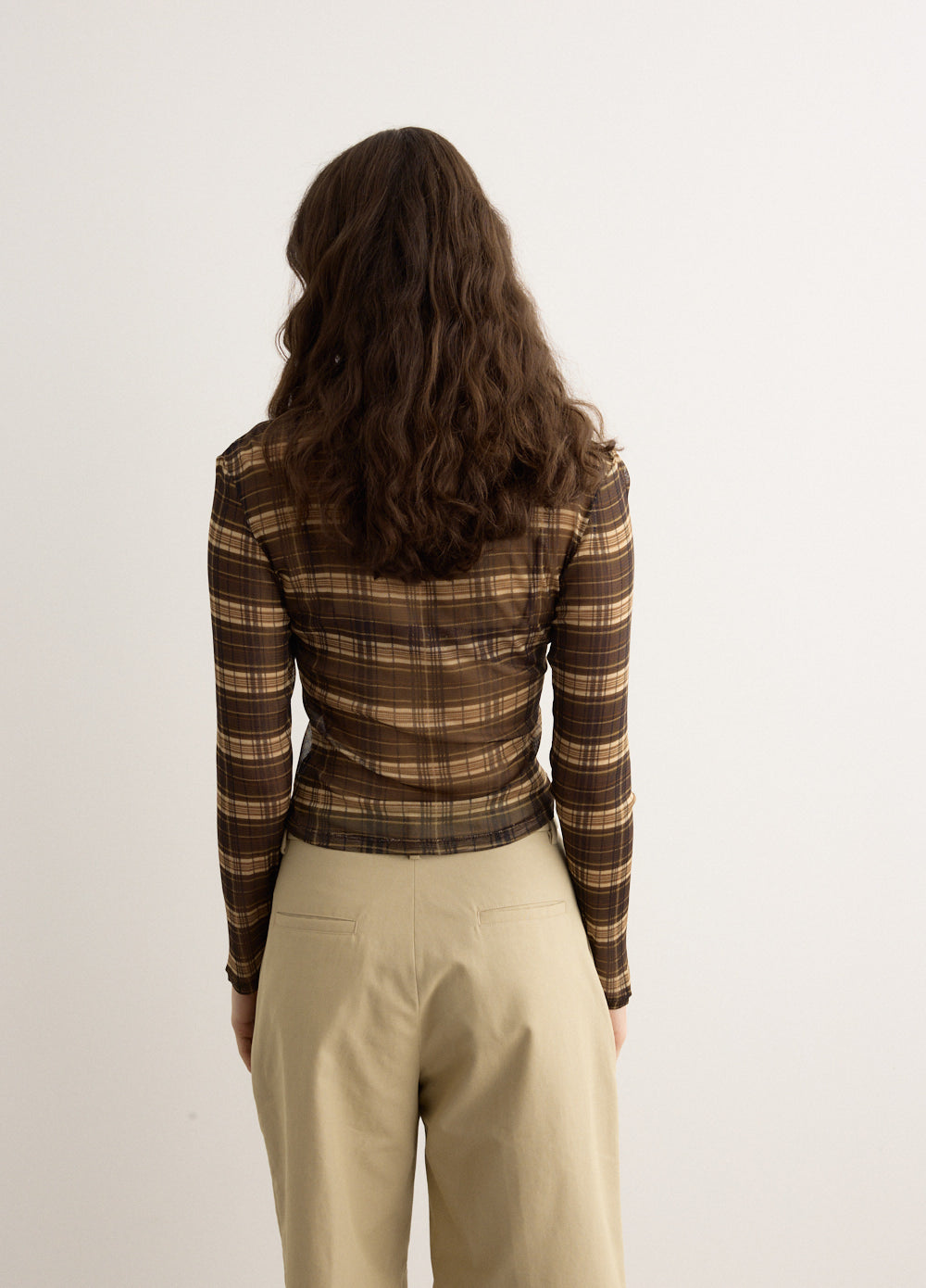 Silk Mesh Long Sleeve Top