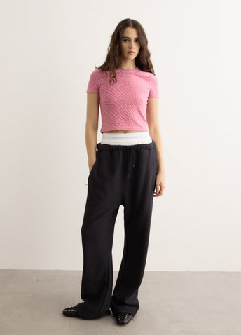 Wide Leg Sweatpants With Exposed Brief