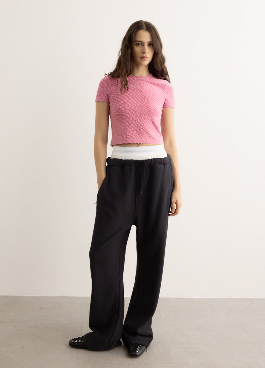 Wide Leg Sweatpants With Exposed Brief